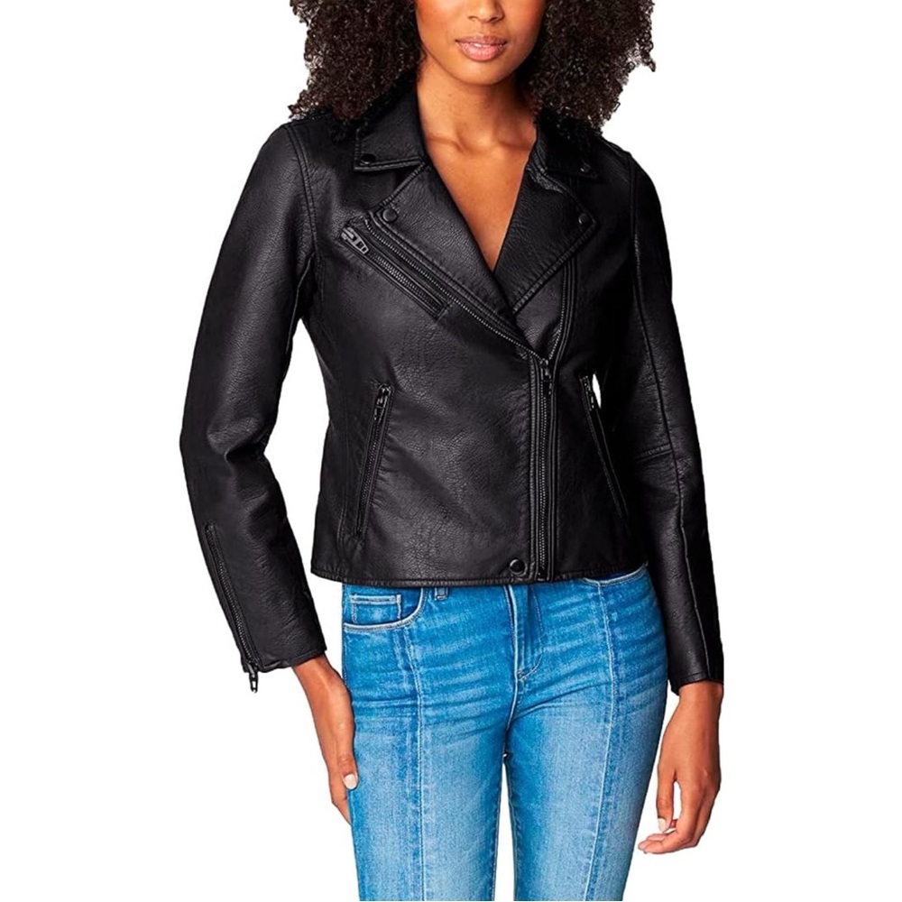 BlankNYC Black Faux Leather Moto Jacket Womens Size M
